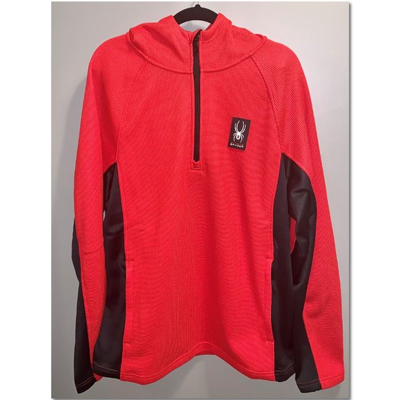 Spyder Other - Spyder Red and Black Half Zip Waffle Pullover Hoodie Zip Pockets Size XL NWOT